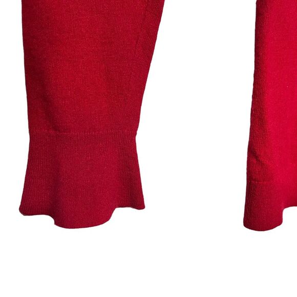 Talbots lambs wool blend red pullover sweater bell cuffs long sleeve soft cozy - Picture 3 of 6
